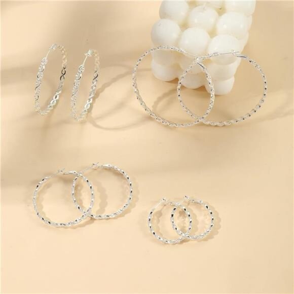 925 Sterling Silver Earrings Hoops for Women Lightweight Twisted Hoop - Picture 6 of 7